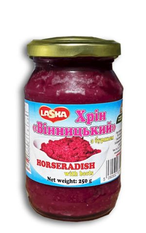 Horseradish "Vinnitskiy" w/beets in glass jar (Refridgerated)