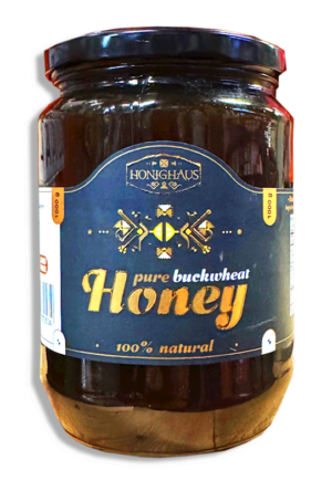 Natural Buckwheat Honey in glass jar