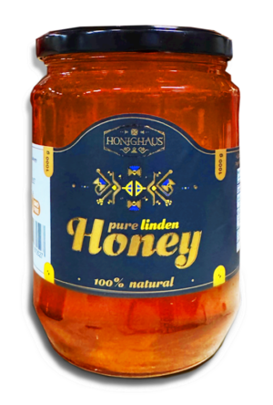 Natural Linden Honey in glass jar