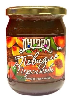 POVIDLO PEACH MARMALADE IN GLASS 600G DNIPRO