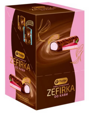 Zefirka "for coffee" chocolate glazed w/rasberry cheesecake (12 sticks )